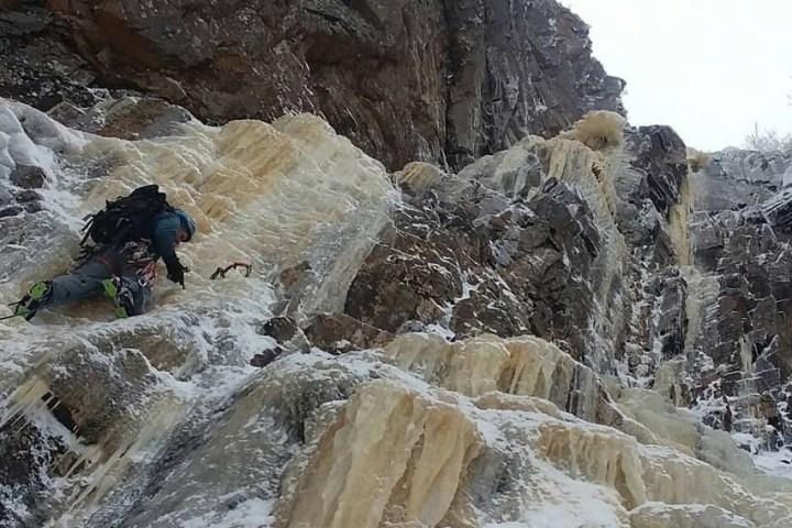 a frozen waterfall