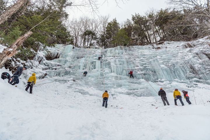 group ice climbing with IMCS